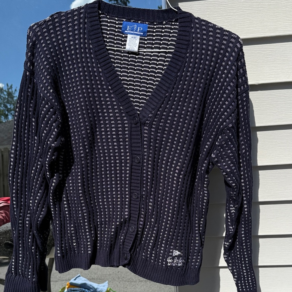 Dark Blue Cardigan Sweater